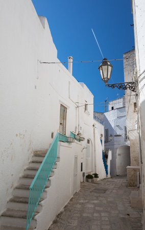 Beautiful town of Ostuni the white city, and his cathedral, in Apulia (Puglia), Italyの写真素材