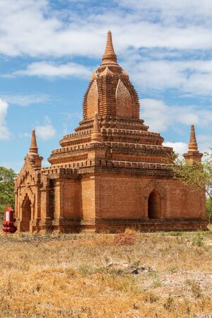 Buddhist pagoda temple. Bagan, Myanmar. Home of the largest and denset concentration of religion Buddhist temples, pagodas, stupas and ruins in the world.の写真素材