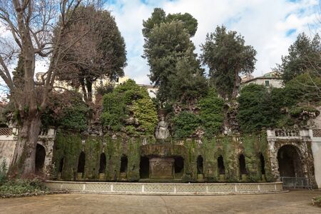 Fountain inside the beautiful Villa D Este in Tivoli, a town near Rome, Italy.の写真素材