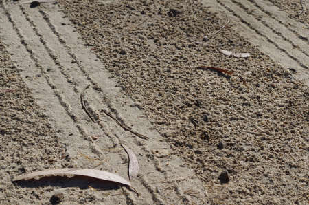 Tire marks on unpaved road. Adventure and motorsportsの写真素材