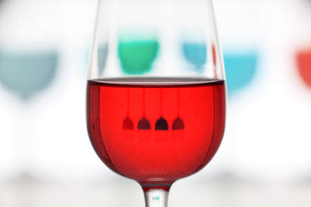 closeup of glass colored with reflection and defocus background