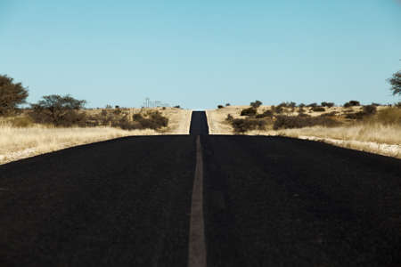 paved road in the desert Namibia Africaの写真素材
