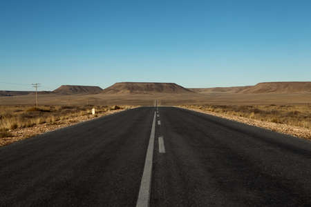 paved road in the desert Namibia Africaの写真素材