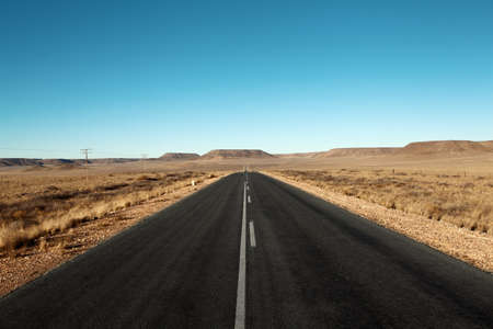paved road in the desert Namibia Africaの写真素材
