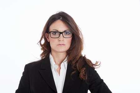 Portrait of a young attractive business woman on white backgroundの写真素材
