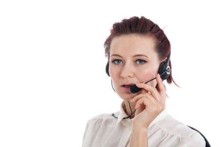 Woman customer service worker, call center smiling operator with phone headset