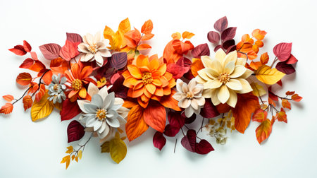 Vibrant autumn leaves watercolor abstract natural art background. AI illustration for designed header, banner, web, wall, greeting cards, poster, wallpaper, wedding invitations, leaflets. AI generatedの素材