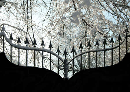 Iron gate in winterの写真素材