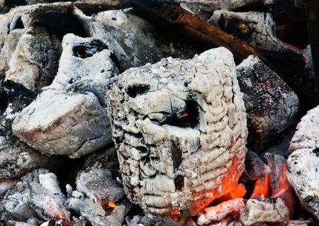 Embers  remained after a fire. Russia. Samara. 