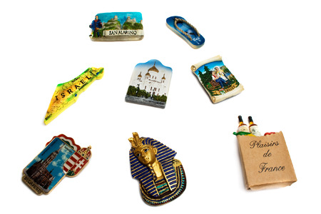 Magnets from several world country. Ideal for tourists theme. の写真素材