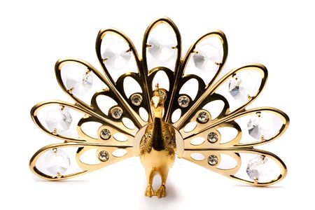 Souvenir peacock with crystal isolated on whiteの写真素材