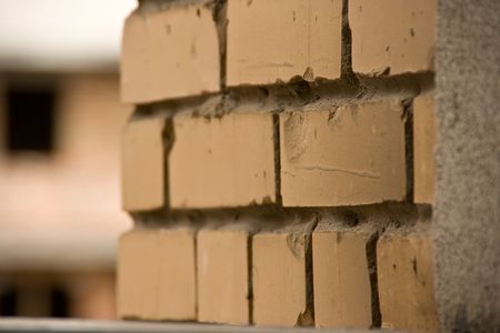 Red brick wall background outside of the houseの写真素材