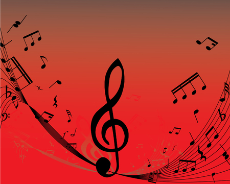 Abstract music background with different notes and linesのイラスト素材