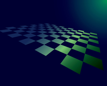 Abstract checked board whith dropping green glowのイラスト素材