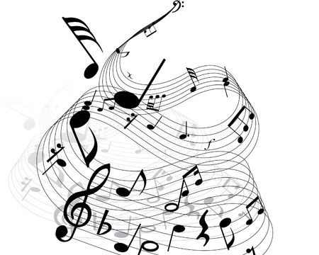 Musical notes background with lines. Vector illustration.のイラスト素材