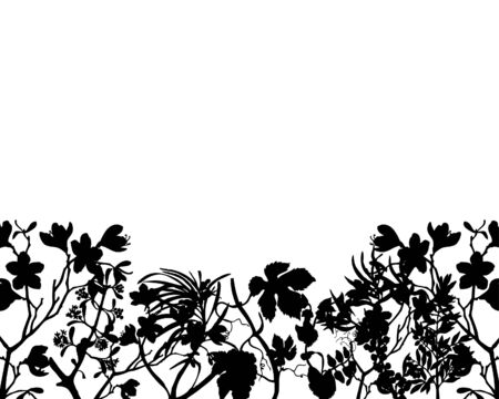 Grass silhouette ornate on the white backgroundのイラスト素材