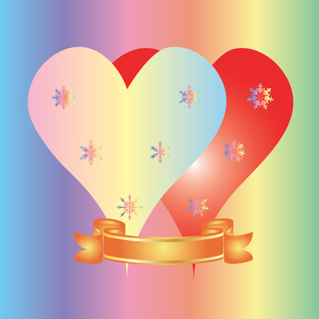Valentine day postcard with hearts and snowflakesのイラスト素材