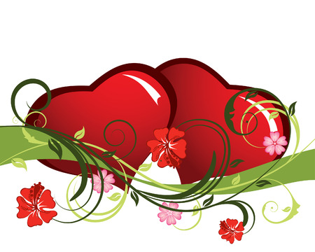 St. Valentine Day floral background with hearts St. Valentine Day floral background with hearts