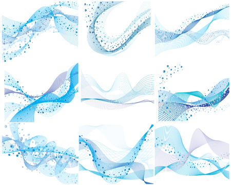 Set of nine abstract vector water backgroundのイラスト素材