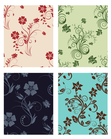 Floral seamless vector color backgrounds set.  For easy making seamless pattern just drag all group into swatches bar, and use it for filling any contours.のイラスト素材
