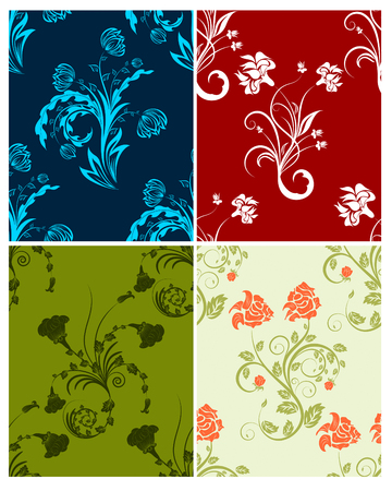 Floral seamless vector color backgrounds set.  For easy making seamless pattern just drag all group into swatches bar, and use it for filling any contours.のイラスト素材