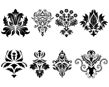Abstract damask emblem set for design useのイラスト素材