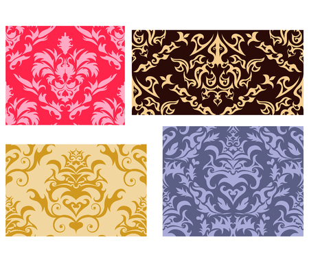 Damask seamless vector backgrounds set.  For easy making seamless pattern just drag all group into swatches bar, and use it for filling any contours.のイラスト素材