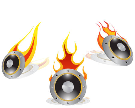 Hot loudspeakers background with shadows. Vector illustration.のイラスト素材