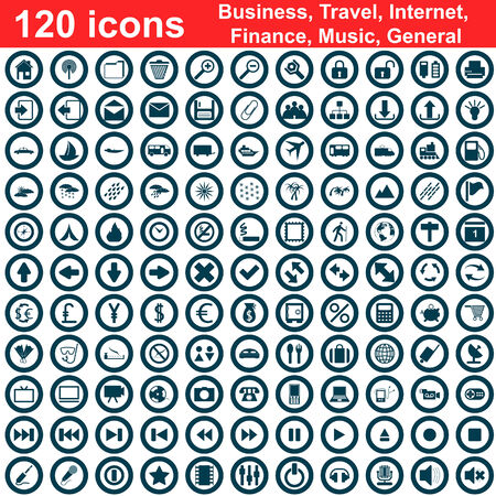 Biggest collection of 120  different icons for using in web designのイラスト素材