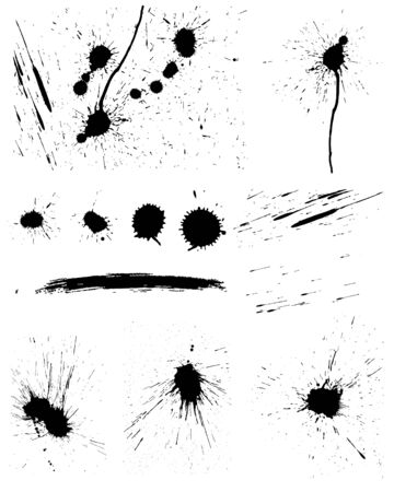 Set of vector ink blots  for grunge designのイラスト素材