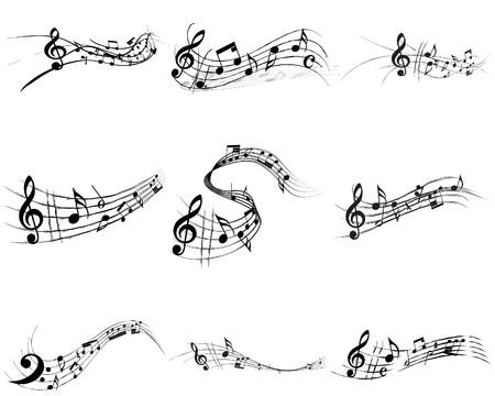 Vector musical notes staff backgrounds set for design useのイラスト素材