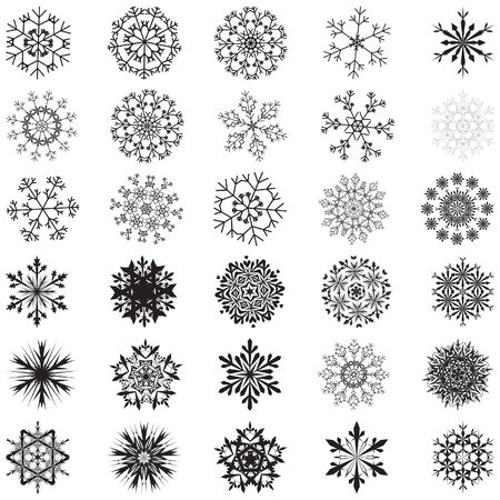 Biggest collection of vector snowflakes in different shapeのイラスト素材