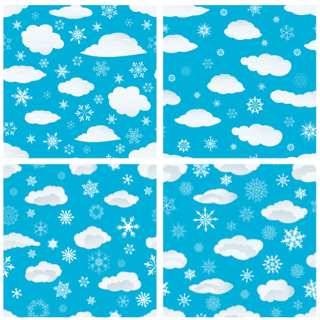 Seamless snowflakes backgrounds set  for winter and christmas themeのイラスト素材