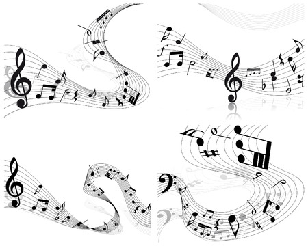 Vector musical notes staff backgrounds set for design useのイラスト素材