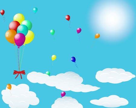 Beautiful balloons in the air.  illustration.のイラスト素材