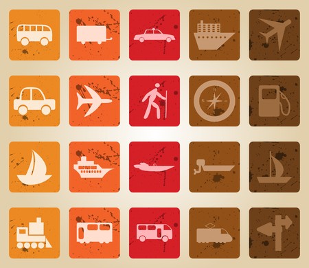 Transportation set of different   web icons. Retro style.のイラスト素材