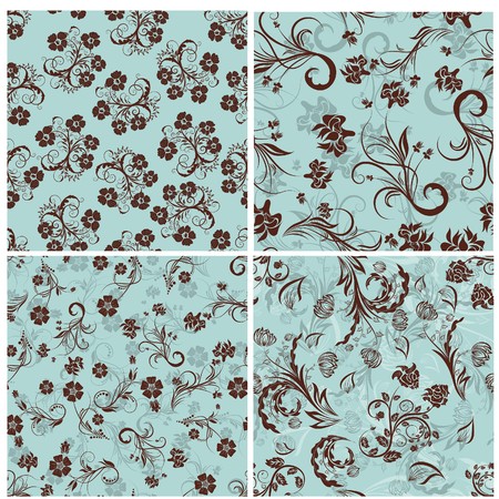 Seamless  floral pattern set. For easy making seamless pattern just drag all group into swatches bar, and use it for filling any contours.のイラスト素材