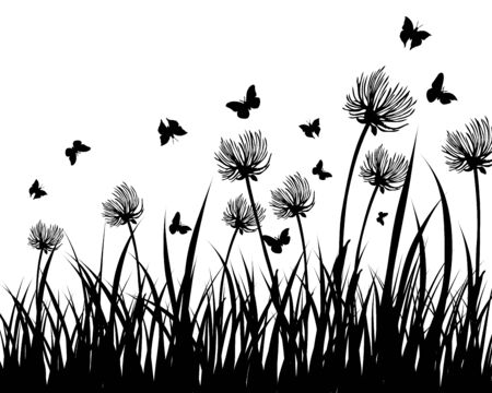   grass silhouettes background. All objects are separated.のイラスト素材