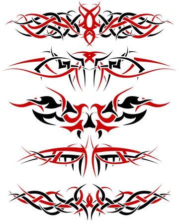 Black with red patterns of tribal tattoo for design useのイラスト素材