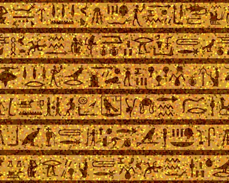 Egyptian seamless hieroglyphs pattern.  For easy making seamless pattern just drag all group into...