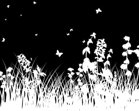 Vector grass silhouettes background. All objects are separated.のイラスト素材