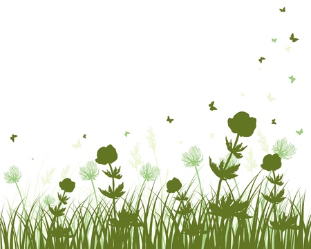 Vector grass silhouettes background. All objects are separated.のイラスト素材