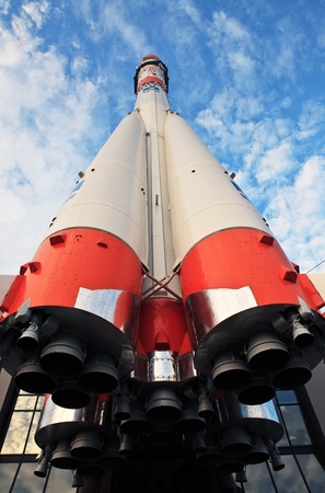 The Monument of  Russian space transport rocket. Samara. Russia.のeditorial素材