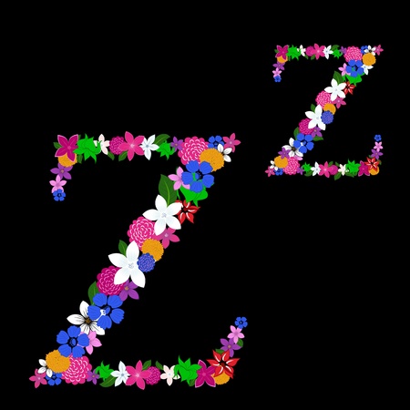 Floral alphabet letter for using in web and print design. Vector illustration.のイラスト素材