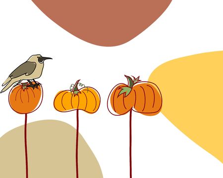 Autumn greeting doodle card in retro style. illustration. のイラスト素材