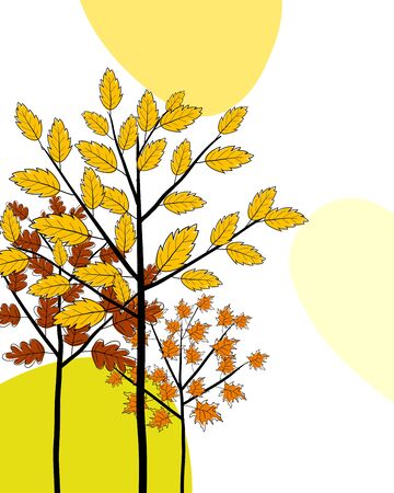Autumn greeting doodle card in retro style. illustration. のイラスト素材