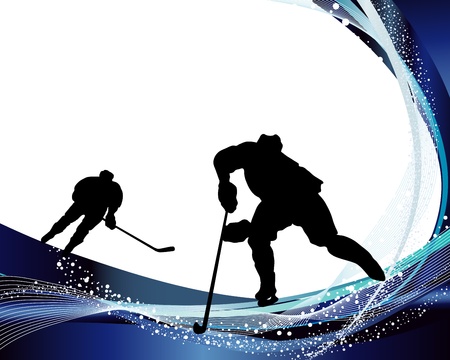 Hockey player silhouette with line background. illustration.のイラスト素材