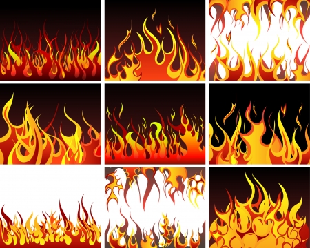 Big collection of fire elements. Fully editable illustration.のイラスト素材