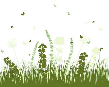 Summer meadow background illustration with transparency and meshes のイラスト素材