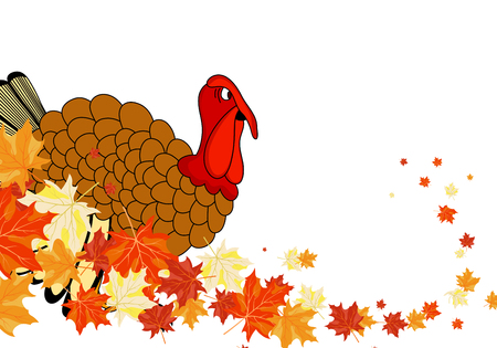 Thanksgiving Day background with maple leaves. All objects are separated. のイラスト素材